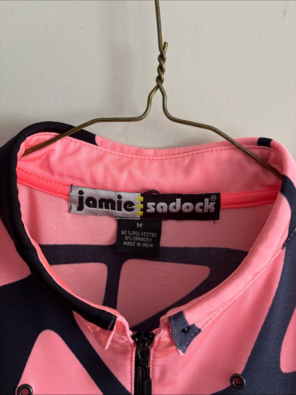 Jamie Sadock bright coral with Black Abstract & Green Accents Golf Top - Picture 2 of 4